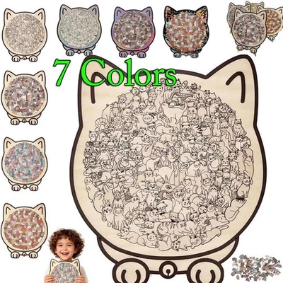 Rompecabezas de madera con forma de gato color Morandi 135 piezas único desafiante Foto 1 de 4