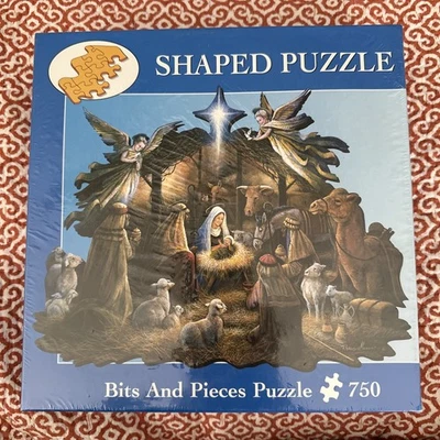 Christmas In The Manger Puzzle Nativity Bits And Pieces Shaped 750 pieces New - Image 1 of 4