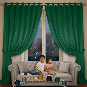 Luxury Velvet Blackout Curtains Eyelet Ring top Curtain Pair With Tiebacks - Picture 1 of 43