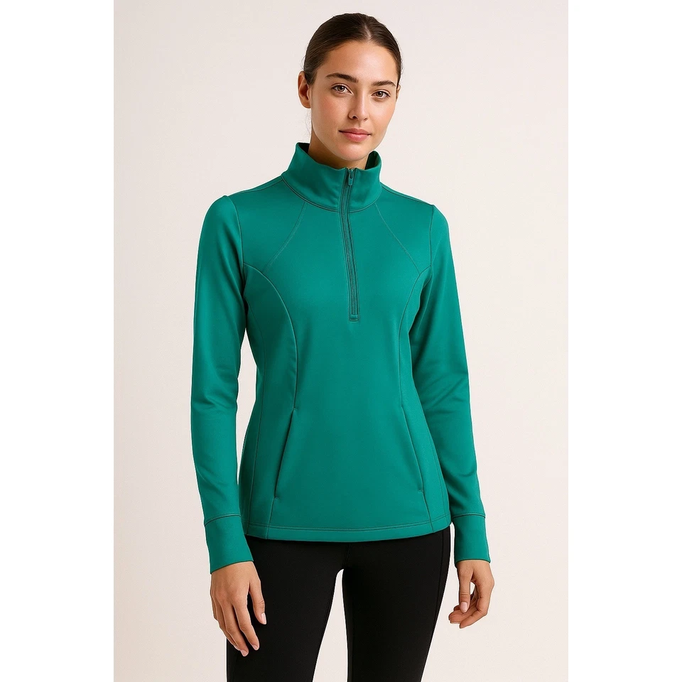 ByZella Women's Teal Green Quarter Zip Long Sleeve Athletic Top Size M NWT - Image 1 of 4