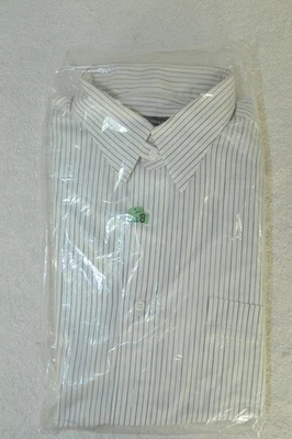 Gitman Bros  15 1/2 x 33 White w Gray Stripes Point  Cotton LS  Dress Shirt USA - Image 1 of 4