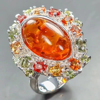 Jewellery Natural Amber Ring 925 Sterling Silver Size 7 /R442974 - Image 1 of 4