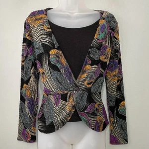 Top Colorido Peplum Pequeño Talla S Elástico Salir Tono Joya Vibrante Artístico Años 90 - Imagen 1 de 9