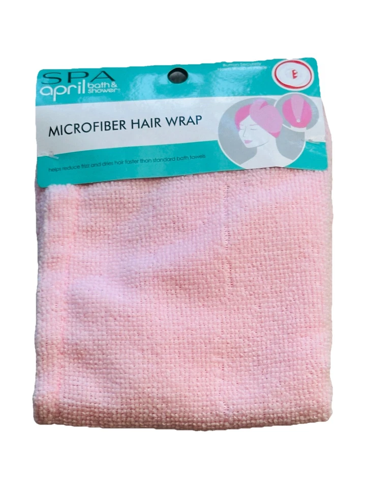Pink Microfiber Hair Wrap by April Bath & Shower Button Closure 100 Polyester