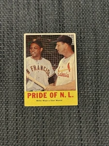1963 Topps Pride of the NL Willie Mays Stan Musial #138 VG+ Free Ship - Picture 1 of 2