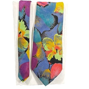 Repp große und große sportliche bunte Blumen Krawatte Paint Art Krawatte Krawatte - Bild 1 von 5
