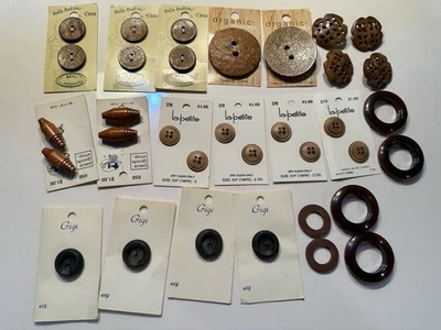 Лот натурального дерева и дерева как кнопки винтажный органический La Petite Dritz + - Изображение 1 из 4