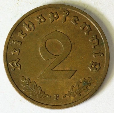 GERMANY (Third Reich) 2 Reichspfennig 1938 F - Bronze - XF/aUNC - 3791 - Image 1 of 2