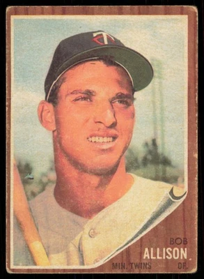 1962 TOPPS BOB ALLISON MINNESOTA TWINS #180 VG+ NO CREASES - Image 1 of 2