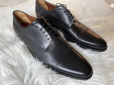 Zapatos de vestir para hombre A. Testoni talla 10M cuero negro brogue Oxford Foto 1 de 4