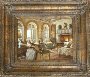 S.H Lee Original Ölgemälde des aufgeführten Künstlers "Wohnzimmer" - Bild 1 von 5