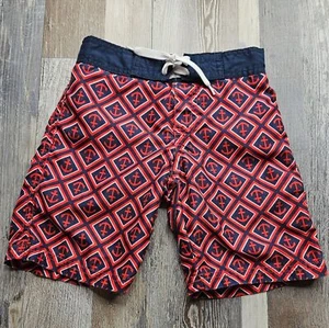 Janie And Jack Anchor Print Swim Trunks Size 4 Youth Mesh Lined Red Blue - Picture 1 of 6