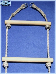 Strickleiter mit Eschenholz-Sprossen 3,5 m lange Leiter, Polyhanfseile 12 mm - Bild 1 von 3