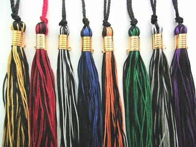 GRADUATION SCHOOL CAP HAT TASSEL 54 COLORS SOLID/2-TONE, RAINBOW - Image 1 of 4
