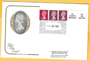 COTSWOLD Jan 1980 FDC - 10p COIL STRIP with Labels - Shs WINDSOR - Picture 1 of 1