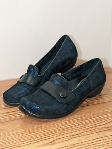 Dansko Women Size 38 Shoe Olena Blue Metal Flat Slip On