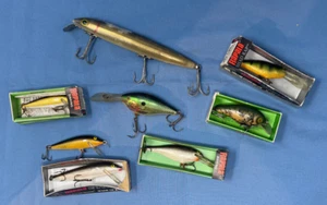 Vintage RAPALA Fishing Lures w/ boxes + Cisco Kid Musky - Picture 1 of 6