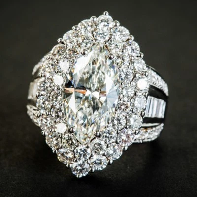 5.00 Carat Marquise Cut Diamond Engagement Ring 18k White Gold GIA Certified - Изображение 1 из 2