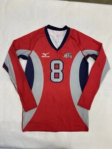 Mizuno Bulldogs Long Sleeve V-Neck Volleyball Jersey Women's M Red Navy - Picture 1 of 2