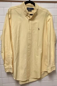 Vtg Ralph Lauren Yarmouth Mens Button Down Cotton Oxford Shirt Sz 16-34 Yellow - Picture 1 of 5