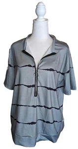 Women's Gray w/Black Stripe ~ Zip V Neck ~ Size XL ~ New - Picture 1 of 9