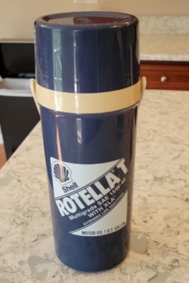NEW Shell Motor Oil Gasoline Aladdin Thermos Vintage Coffee Thermos Blue RARE - Image 1 of 4