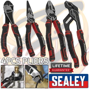 SEALEY Pliers Set 4pcs High Leverage Plier Set Cutters Combi Long Nose Plier Set - Picture 1 of 7