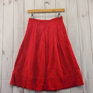 CLUB MONACO Pleated Skirt Womens 2 Drawstring Zip Side Red - Picture 1 of 14