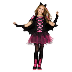 Fun World Sassy Batty Bat Queen w/ Arm Wings. 2pc Girl Costume, Black Pink - Picture 1 of 2