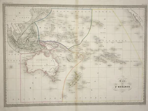 Fremin CARTE OCEANIE Australie GRAVURE Jacobs GEOGRAPHIE Polynesie XIX° - Bild 1 von 3
