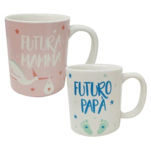 TAZZA MUG FUTURO PAPÀ FUTURA MAMMA IN CERAMICA DIMENSIONI 9,5X8,5 - Bild 1 von 3