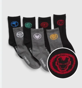 GAP Marvel Heroes Assorted Kids 7 Pair Crew Socks Medium Shoe Size 13-2 - Picture 1 of 9