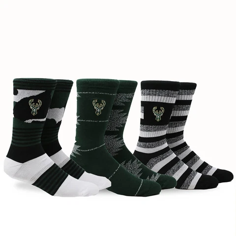 NBA Milwaukee Bucks Court 3 Pack Crew Socks Men Large Fits 6-12 Giannis Bledsoe Cover