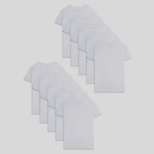 Fruit of the Loom Boys Undershirts, 10 Pack White Cotton Crew T-Shirts, Medium - Imagen 1 de 5
