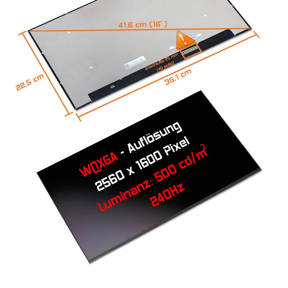 16" LED Display matt für BOE NE160QDM-NZ2 (BOE0AB5) 2560×1600 WSUxGA+ 240Hz  - Bild 1 von 1