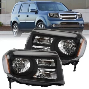 Left+Right Halogen Headlight W/O Bulb Smoked Headlamps For Honda Pilot 2012-2015 - Picture 1 of 13