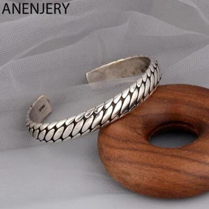 Herren Vintage offener Armreif 925 Sterling Silber Handarbeit gedreht Armreif Armband - Bild 1 von 13