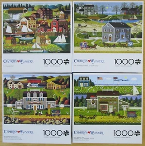 4 USED 1000 Piece Charles Wysocki Jigsaw Puzzles - Picture 1 of 5