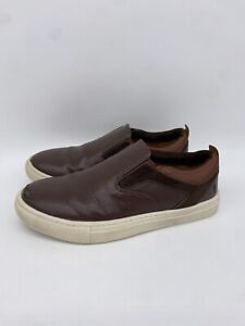 Frye Shoes Unisex Kids 13 Dark Brown Mark Gore Leather Slip On Sneakers Youth