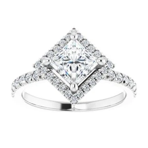 1 ct Princess Cut D-VVS1 Moissanite Wedding Engagement Ring S925 Sterling Silver - Picture 1 of 12