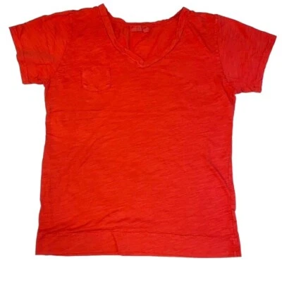 Fresh Produce medium poppy $49 heritage cotton Slub Fem Logo V Neck Top NWD M - Image 1 of 4