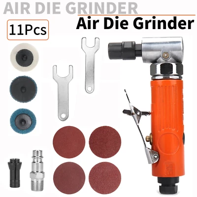 11Pcs  Air Angle Die Grinder Tool Mini 1/4 Inch Pneumatic Engraving Machine Kit - Image 1 of 4
