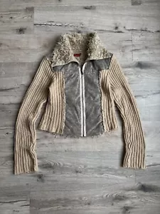 Maglione Vintage Free Soul Avant Garde Fuzzy Pelliccia Ecopelliccia Anni 90 Zip - Foto 1 di 11