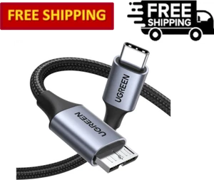 UGREEN USB 3.1 Micro B to USB C Hard Drive Cables, 10 Gbps Data Transfer - Picture 1 of 8