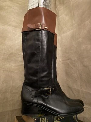 Botas altas ecuestres de cuero bicolor negras Bandolino para mujer 8,5 Foto 1 de 4