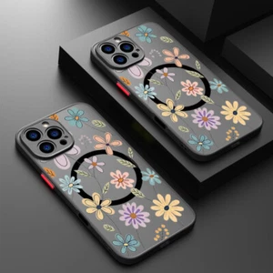 Magsafe Phone Case For iPhone 16 15 14 13 12 11 Pro Max 7 8 Floral Acrylic Cover - Picture 1 of 23