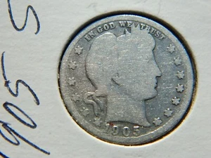 Lot 1905 S - BARBER QUARTER - JUNK 90% SILVER - RARE COIN !  KEY DATE !! - Picture 1 of 2