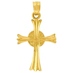 10kt Yellow Gold Mens Womens Girls Boy Cross Religious Charm Pendant Small Tiny - Picture 1 of 1