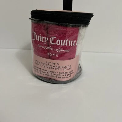 JUICY COUTURE WASCLOTHS SET OF 6 100% COTTON 12 X 12 JUICY COUTURE  TOWELS - Image 1 of 4