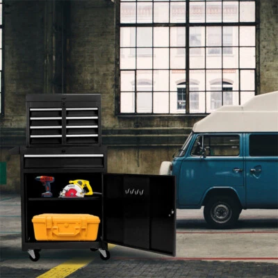 5-Drawer Tool Chest Tool Box Organizer Cabinet with Wheels & Drawer Liners Black - Image 1 of 4